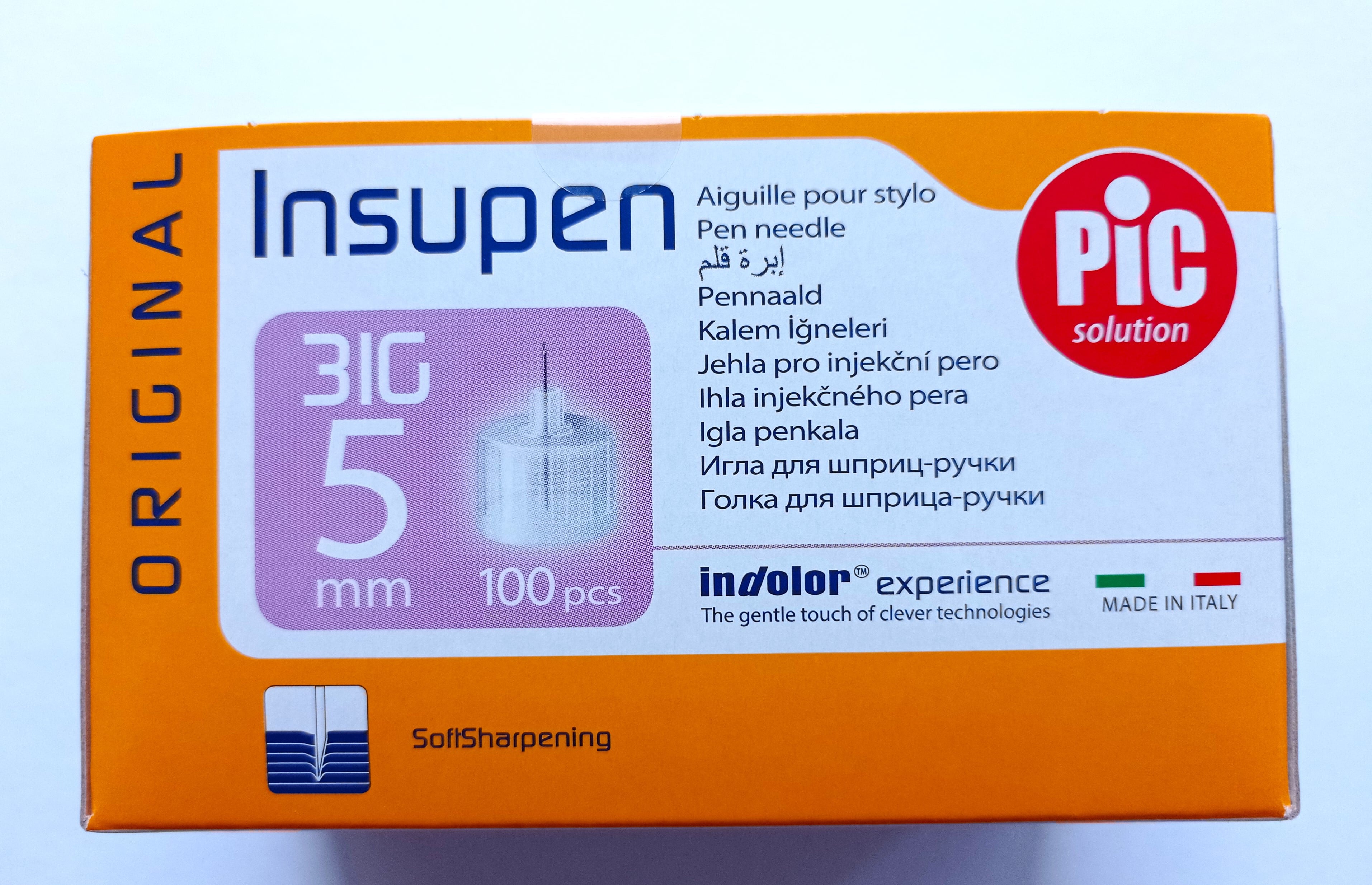 Стерильні голки INSUPEN ORIGINAL для інсулінових ручок, 31G*5мм (0,25*5мм)